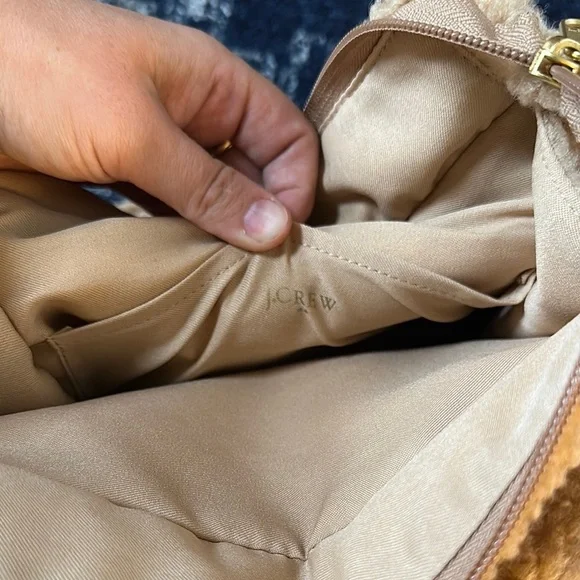 NWOT J. Crew Tan Sherpa small tote Bag with Plush Texture - Picture 4 of 4